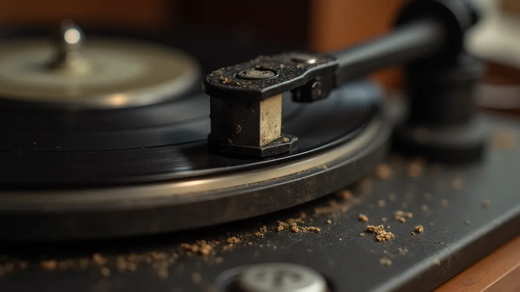 Vintage phonograph turntable and brake mechanism