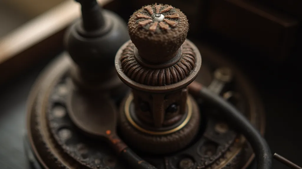 Close up of an antique phonograph motor