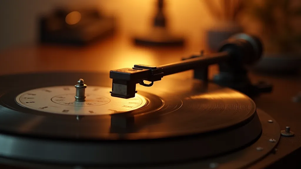 Vintage phonograph record spinning