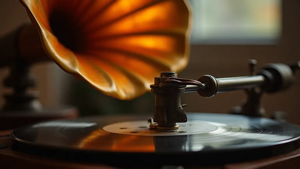 Restored phonograph playing a record