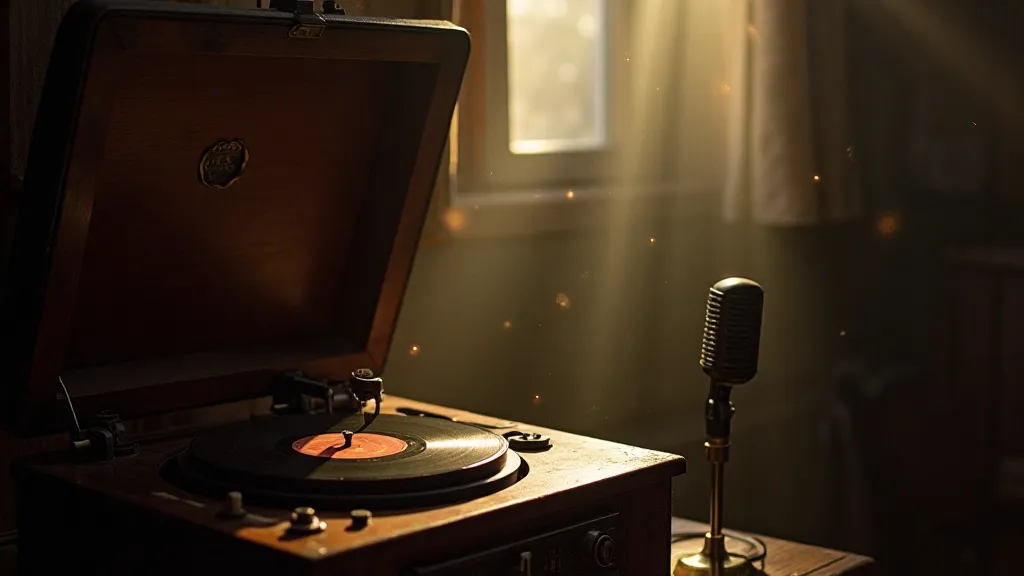 Restored phonograph playing a record