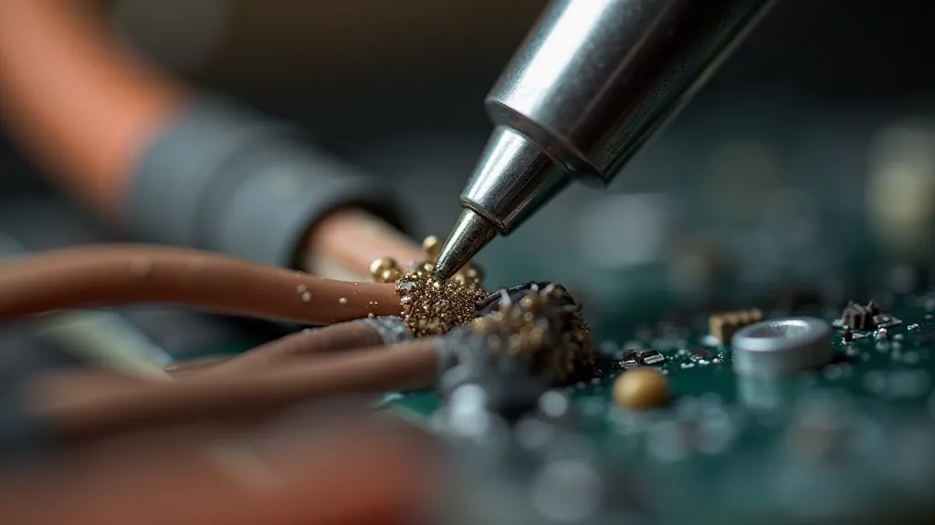 A good solder joint forming between two wires
