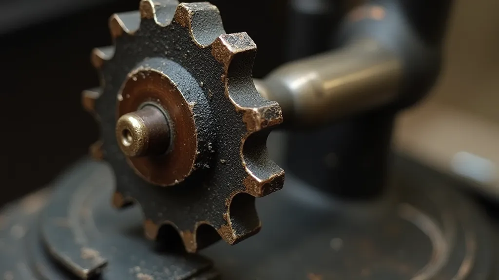 Hardened grease on a phonograph gear