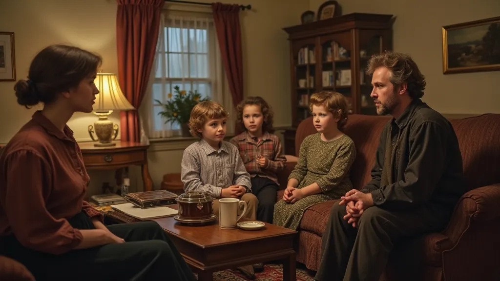 Family listening to a Victrola